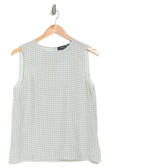 THEORY Grid Silk Shell Top, Petite - Picture 3 of 10